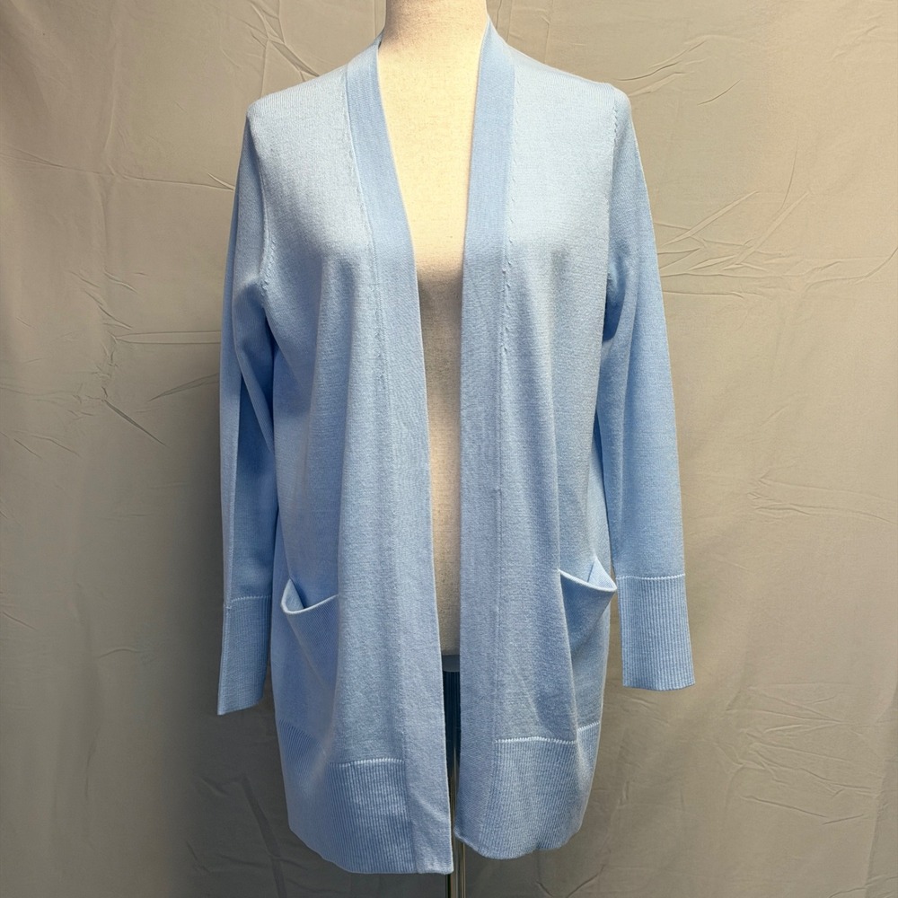 Nordstrom Merino Wool Blend Open Front Cardigan Sweater baby Blue S soft girl